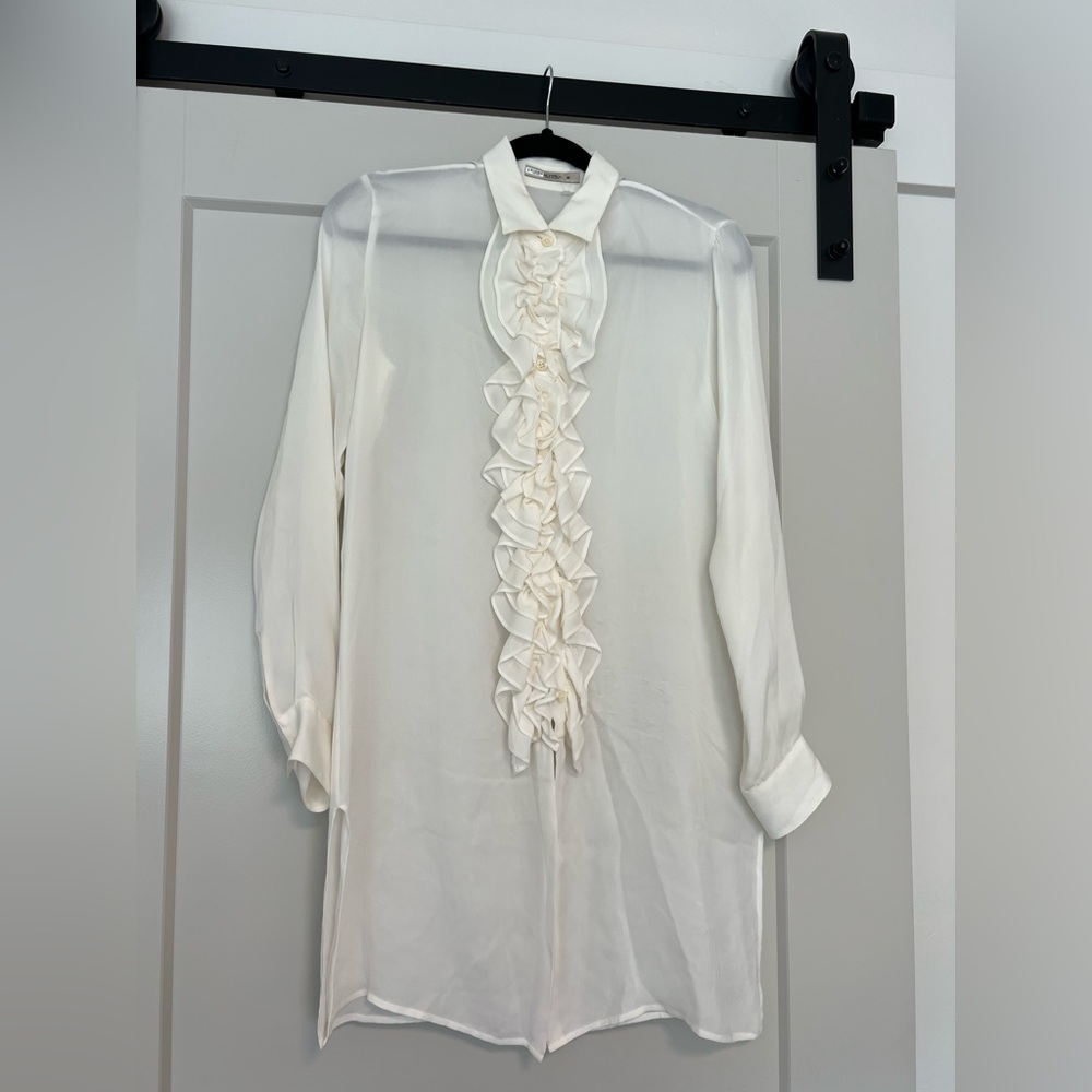 Etro Classic Silk White/Ecru Blouse Sz 40 Retails $1,320